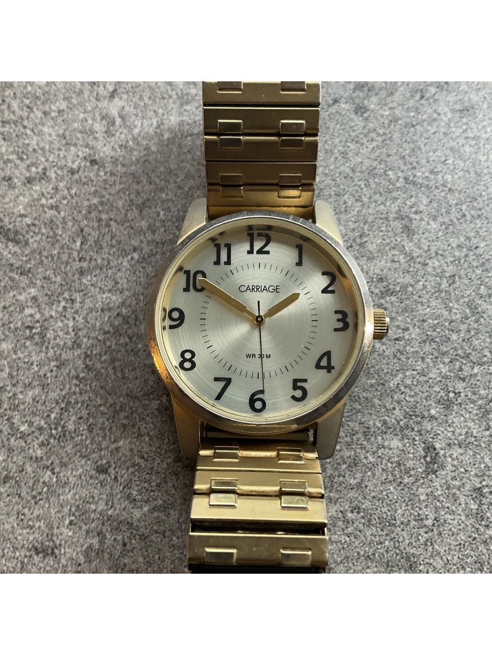 Vintage Carriage By Timex Mens Watch 37mm Gold Tone Case And Expansion Band B-J